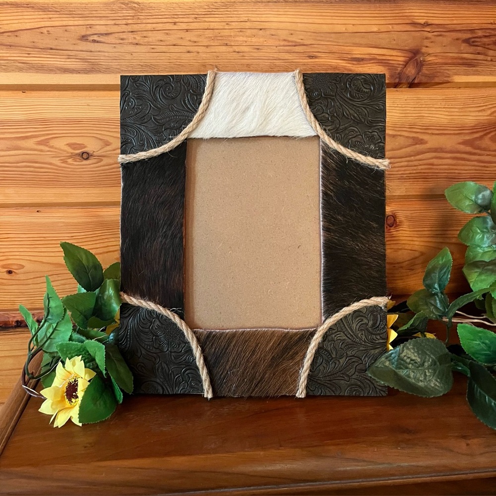 Hair on cowhide western picture frame